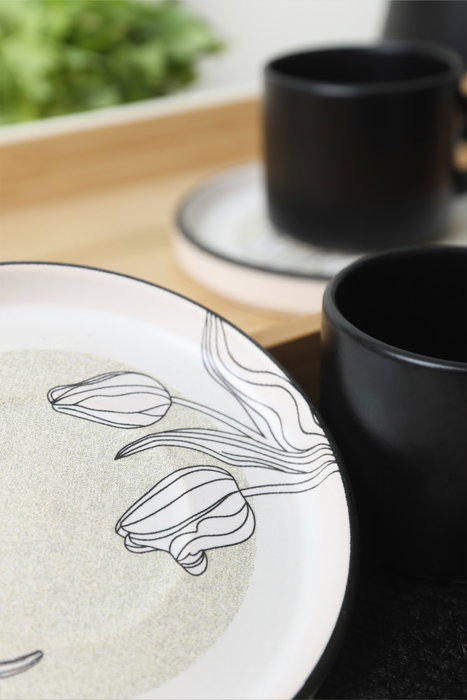 Hermia Juego de tazas de café Blanco y Negro (12 piezas)